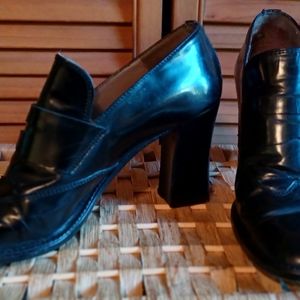 Paco Gil Black Leather Loafer Pumps Size 9